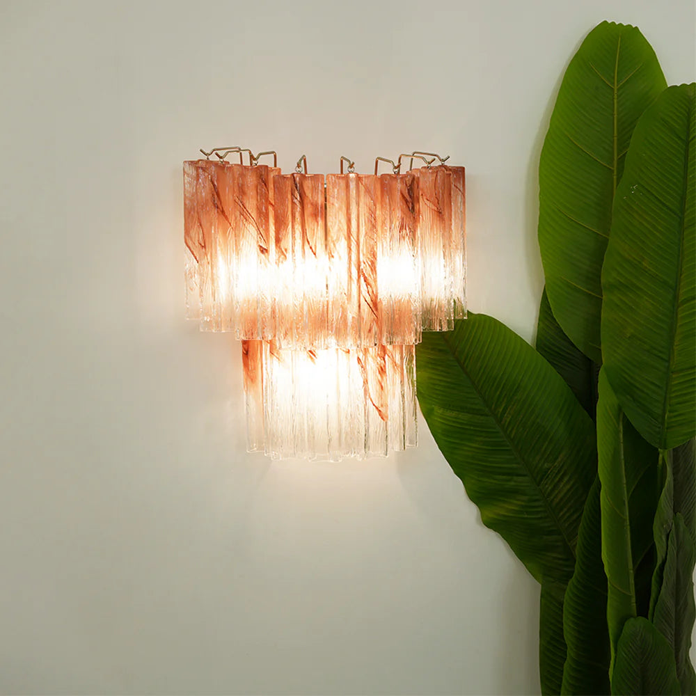 Pink Murano Glass Tube Wall Sconces - Nuvé