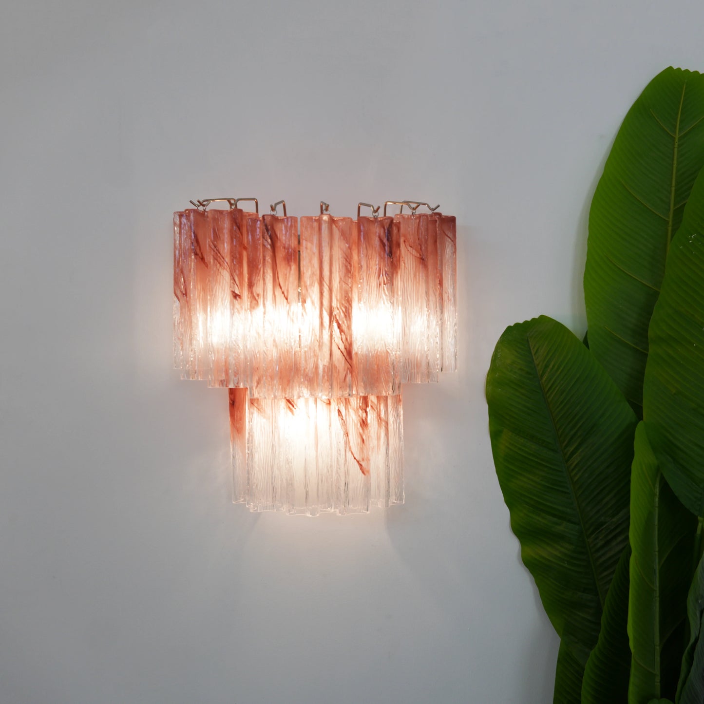 Pink Murano Glass Tube Wall Sconces - Nuvé