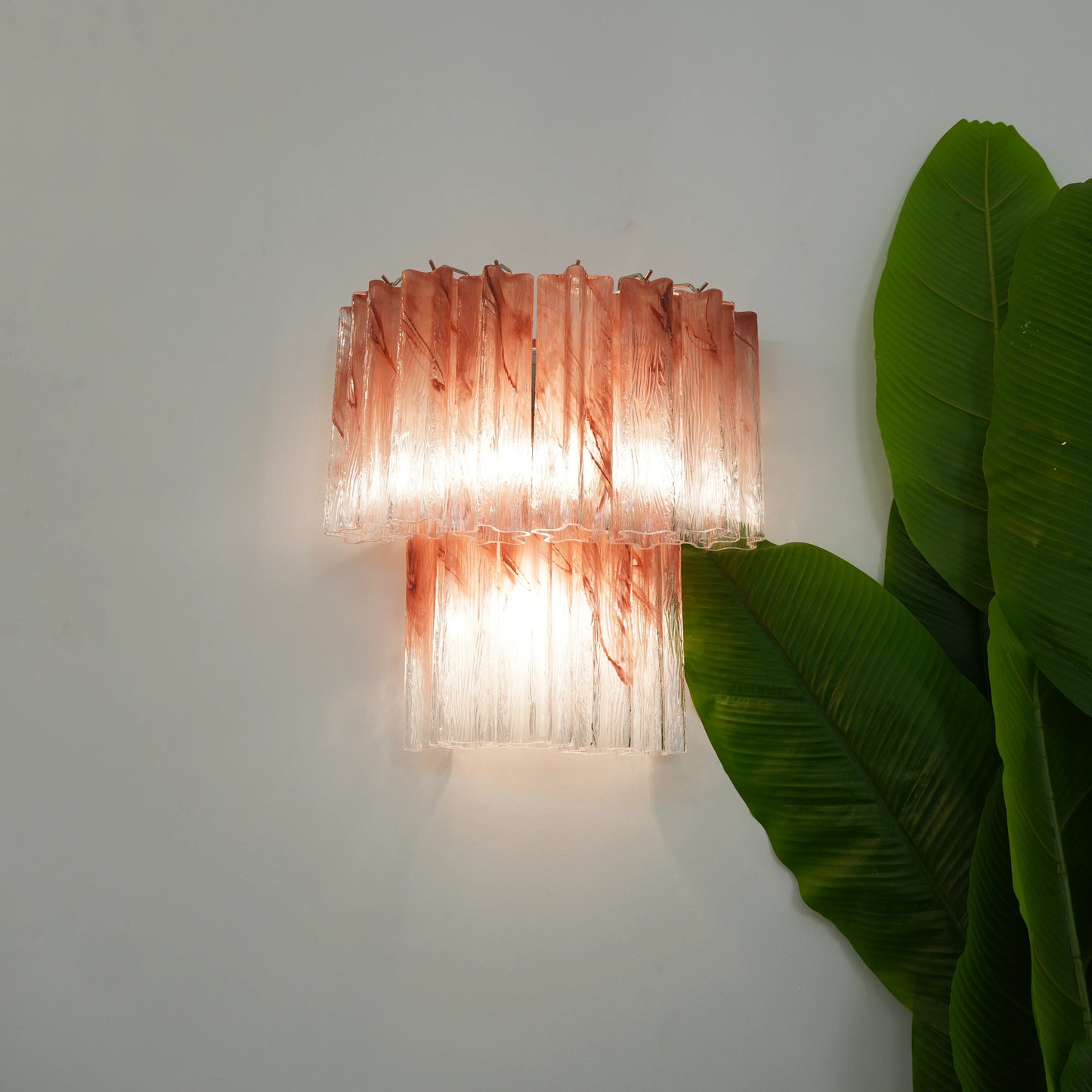 Pink Murano Glass Tube Wall Sconces - Nuvé