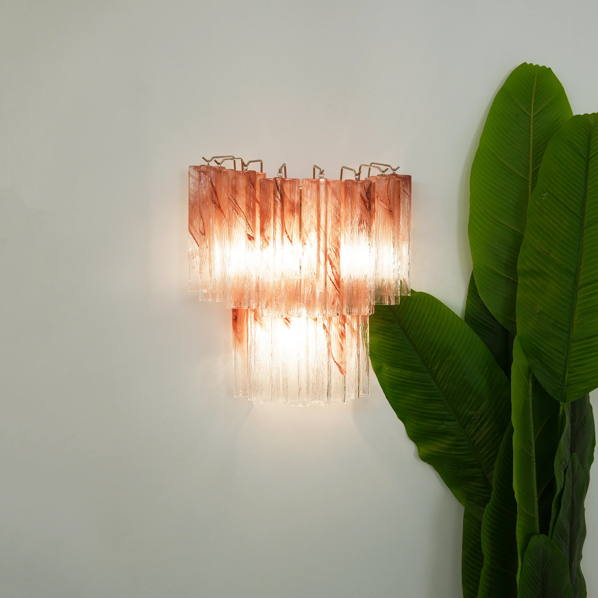Pink Murano Glass Tube Wall Sconces - Nuvé
