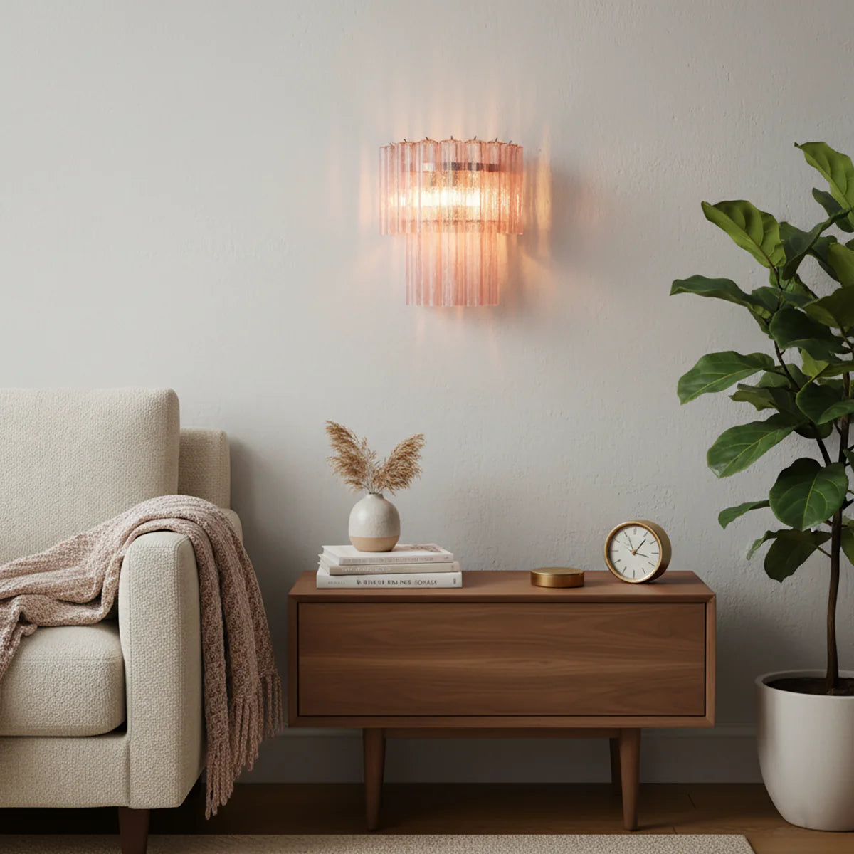 Star Shaped Murano Pink Glass Wall Lamp - Nuvé