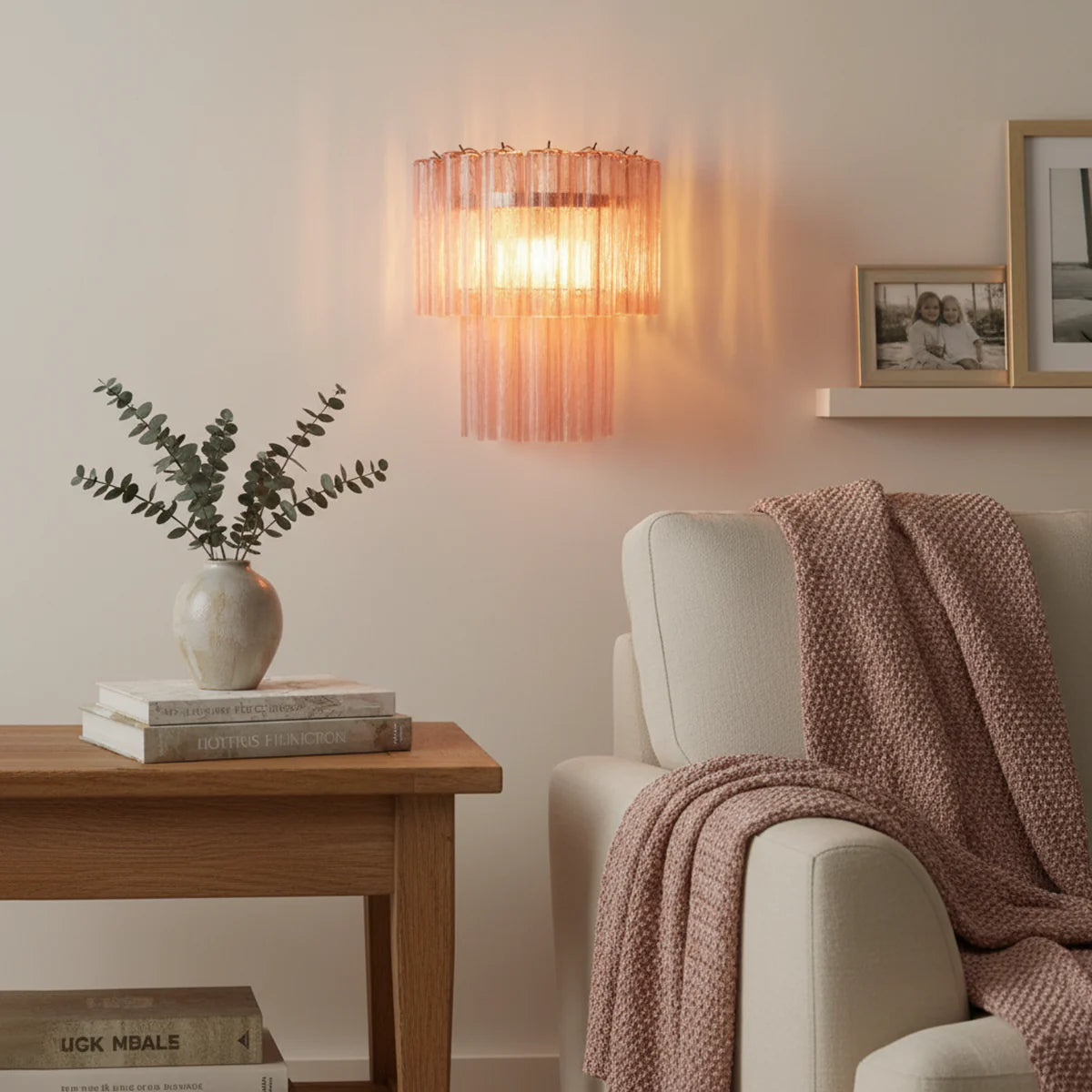 Star Shaped Murano Pink Glass Wall Lamp - Nuvé