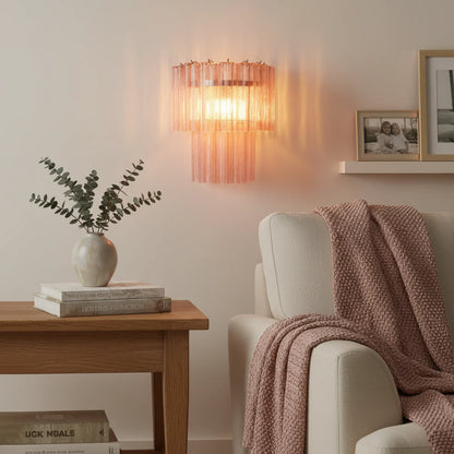 Star Shaped Murano Pink Glass Wall Lamp - Nuvé