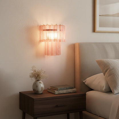 Star Shaped Murano Pink Glass Wall Lamp - Nuvé