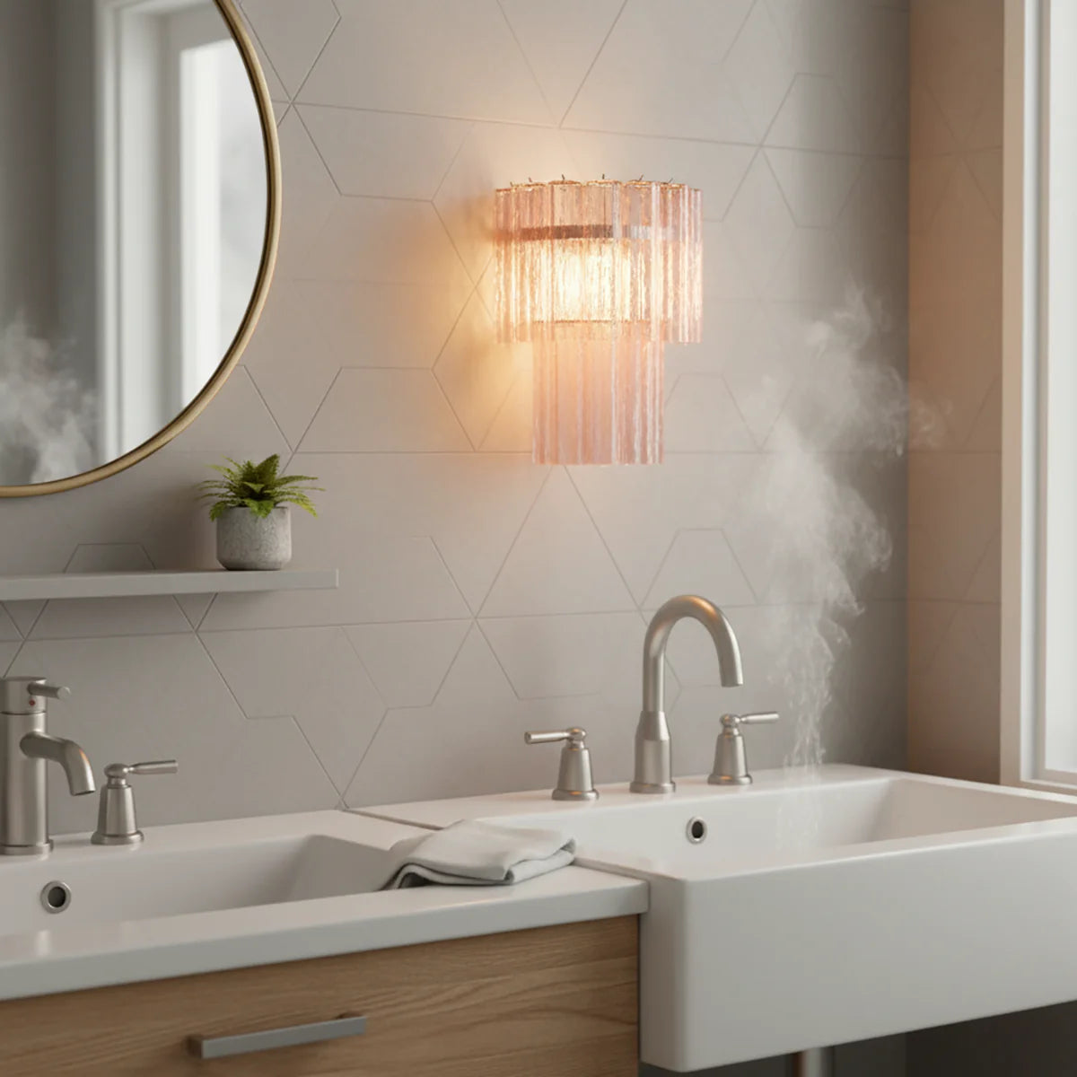 Star Shaped Murano Pink Glass Wall Lamp - Nuvé