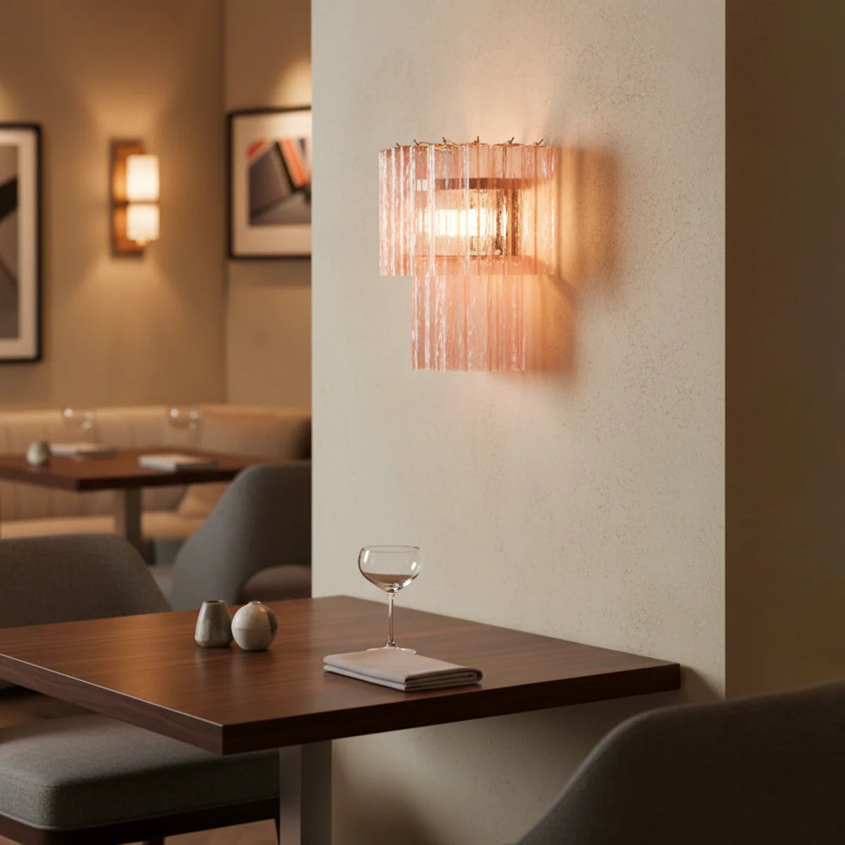 Star Shaped Murano Pink Glass Wall Lamp - Nuvé