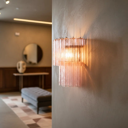 Star Shaped Murano Pink Glass Wall Lamp - Nuvé