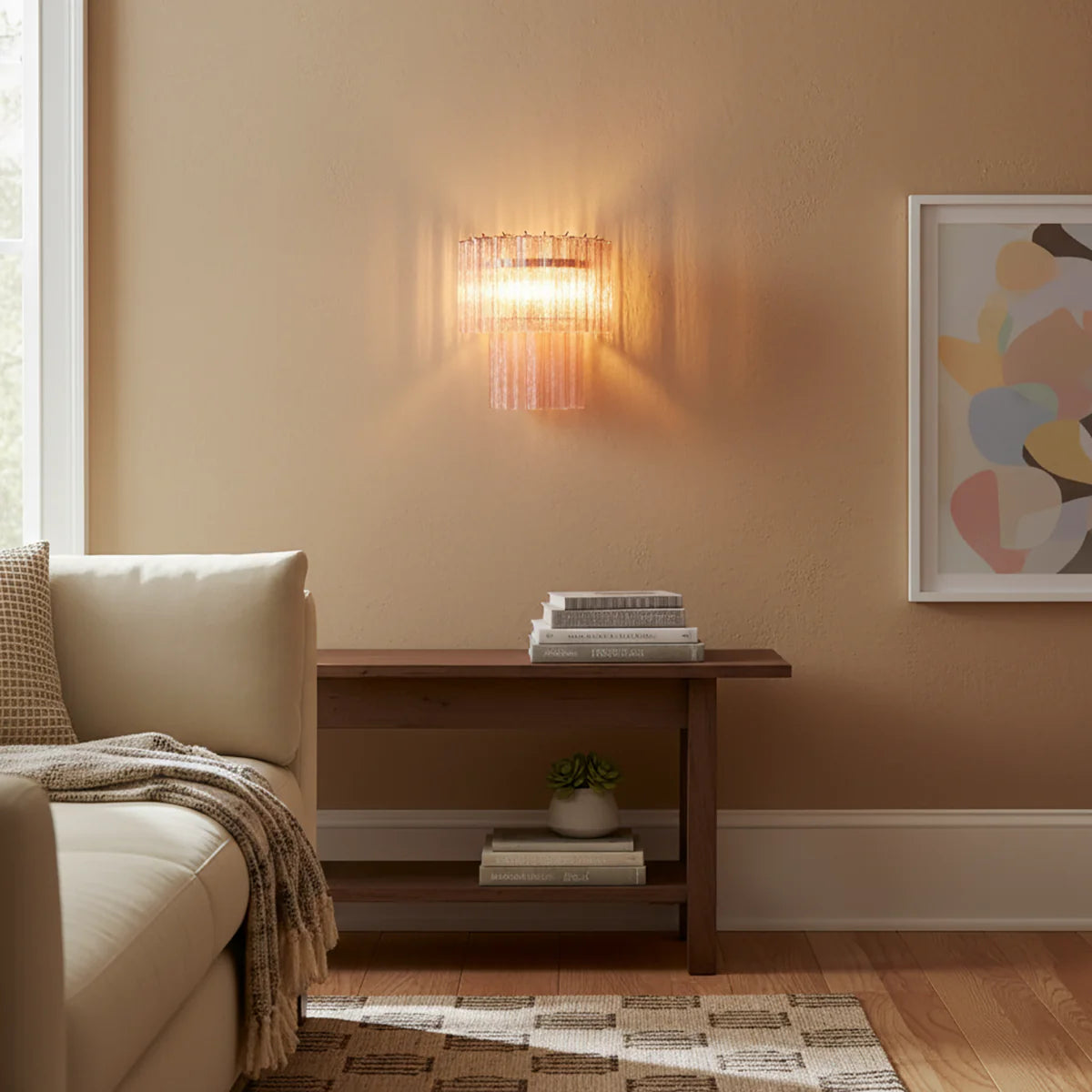 Star Shaped Murano Pink Glass Wall Lamp - Nuvé