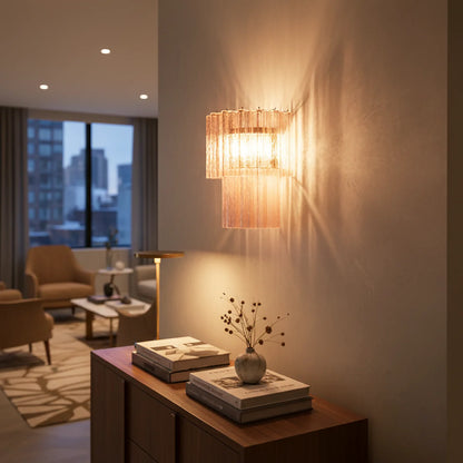 Star Shaped Murano Pink Glass Wall Lamp - Nuvé