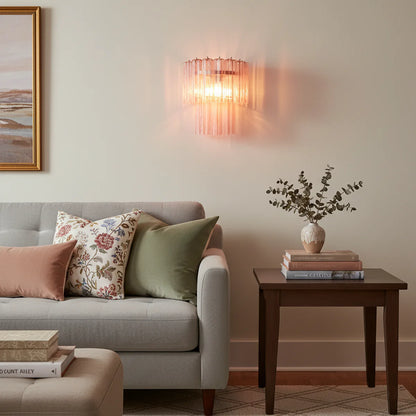 Star Shaped Murano Pink Glass Wall Lamp - Nuvé