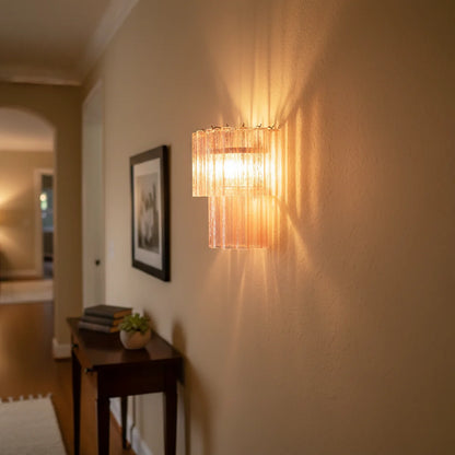 Star Shaped Murano Pink Glass Wall Lamp - Nuvé