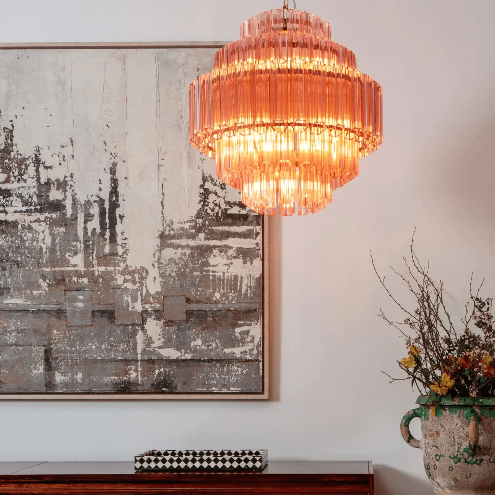 Pink Palermo Round Chandelier - Nuvé