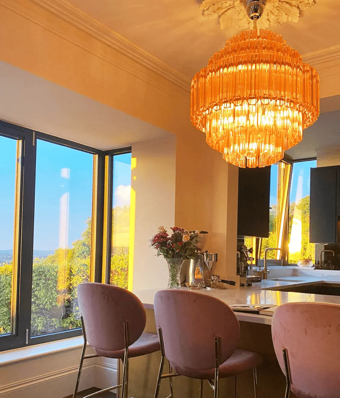 Pink Palermo Round Chandelier - Nuvé