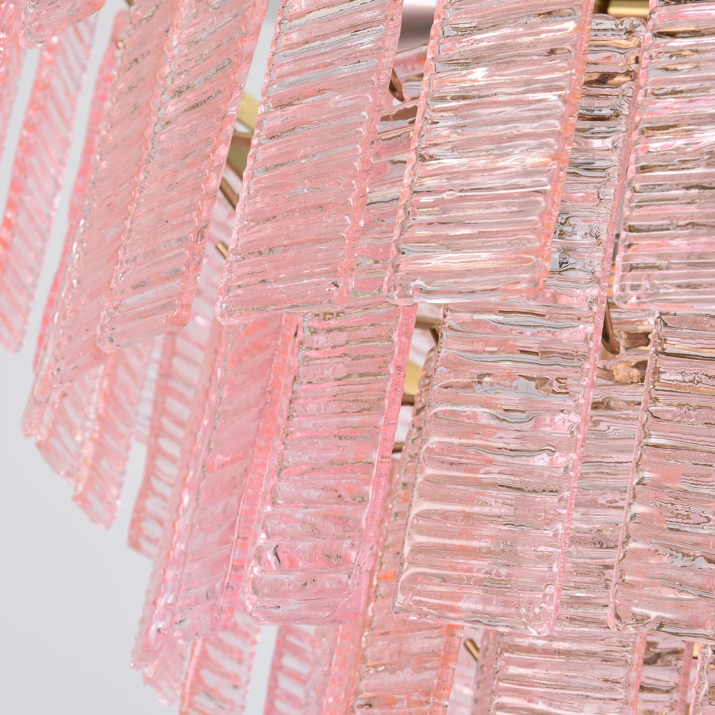 Pink Ridged Glass Rectangle Chandelier - Nuvé
