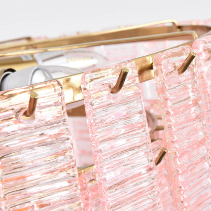 Pink Ridged Glass Rectangle Chandelier - Nuvé