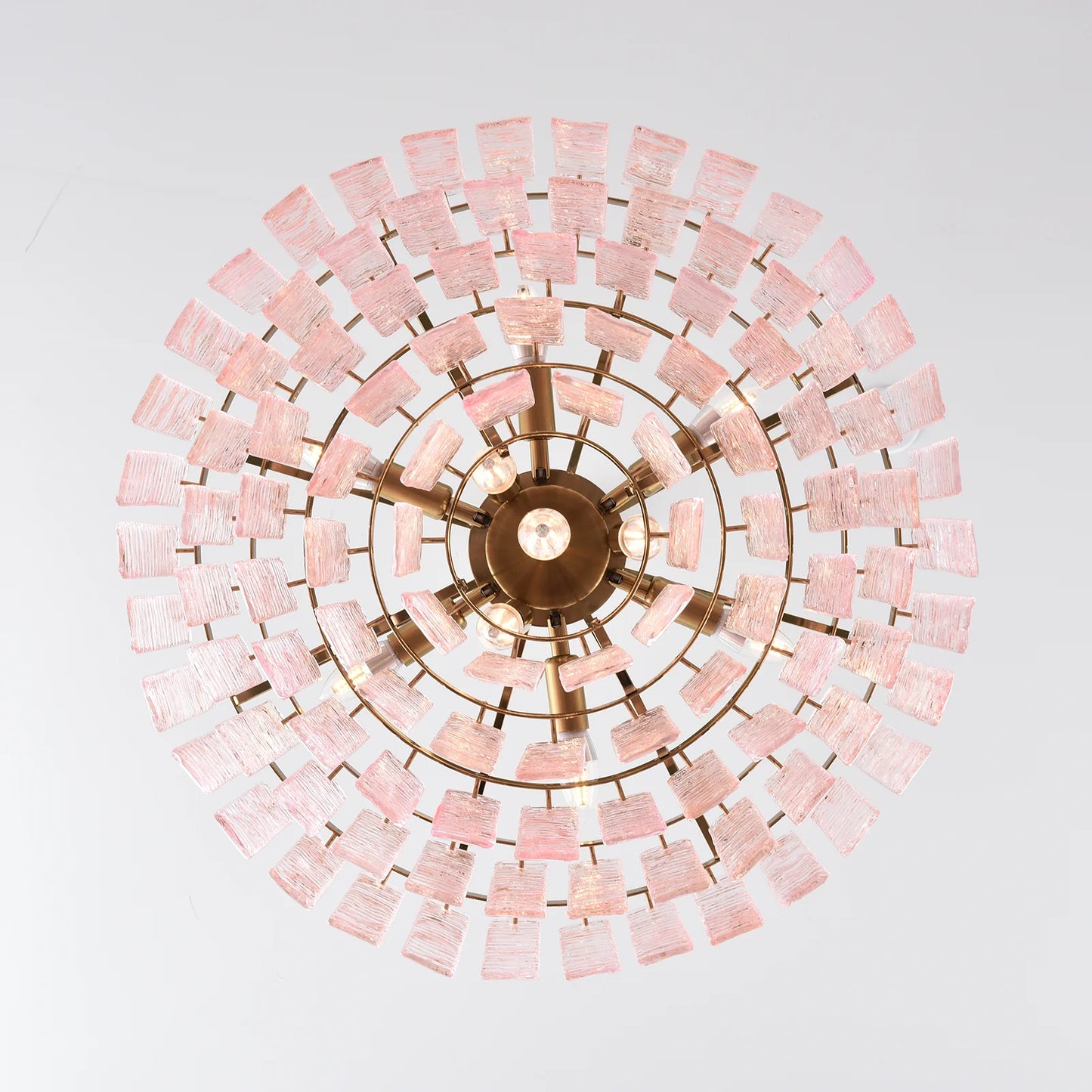 Pink Ridged Glass Rectangle Chandelier - Nuvé