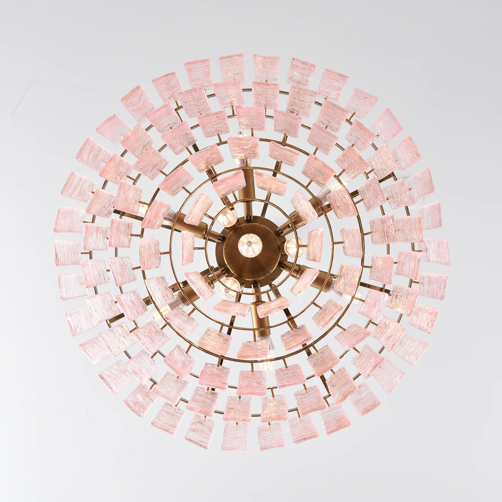 Pink Ridged Glass Rectangle Chandelier - Nuvé