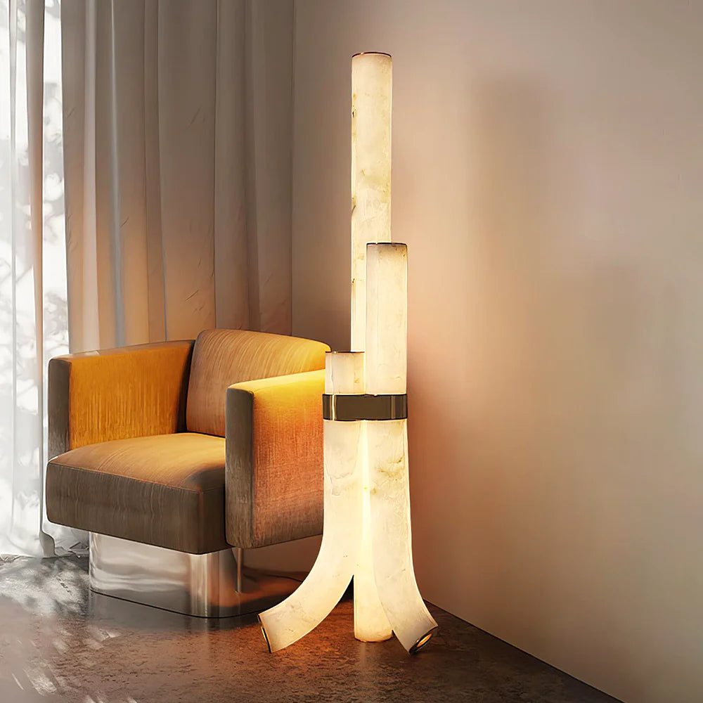 Modern Alabaster Piped Floor Lamp - Nuvé