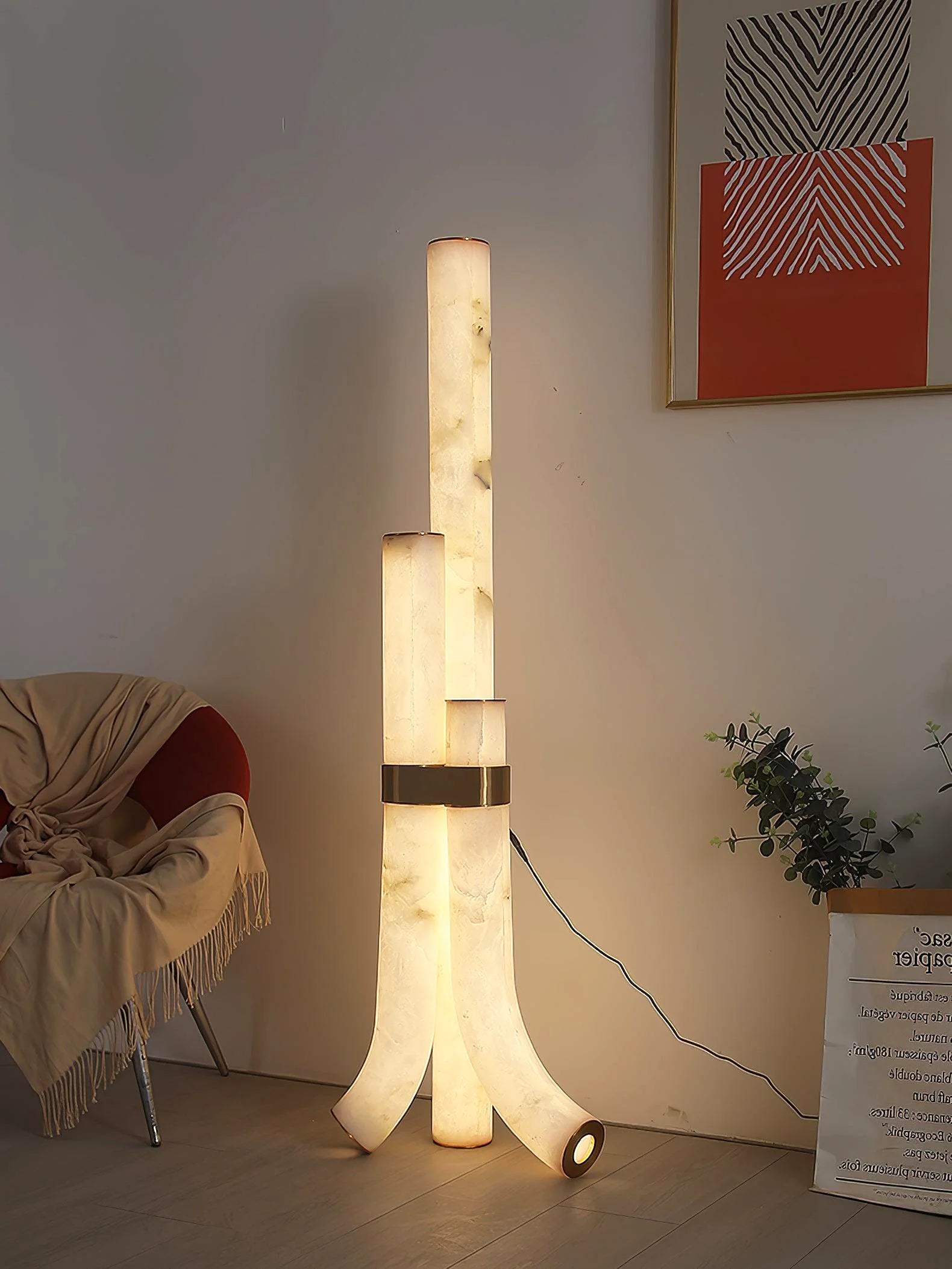 Modern Alabaster Piped Floor Lamp - Nuvé