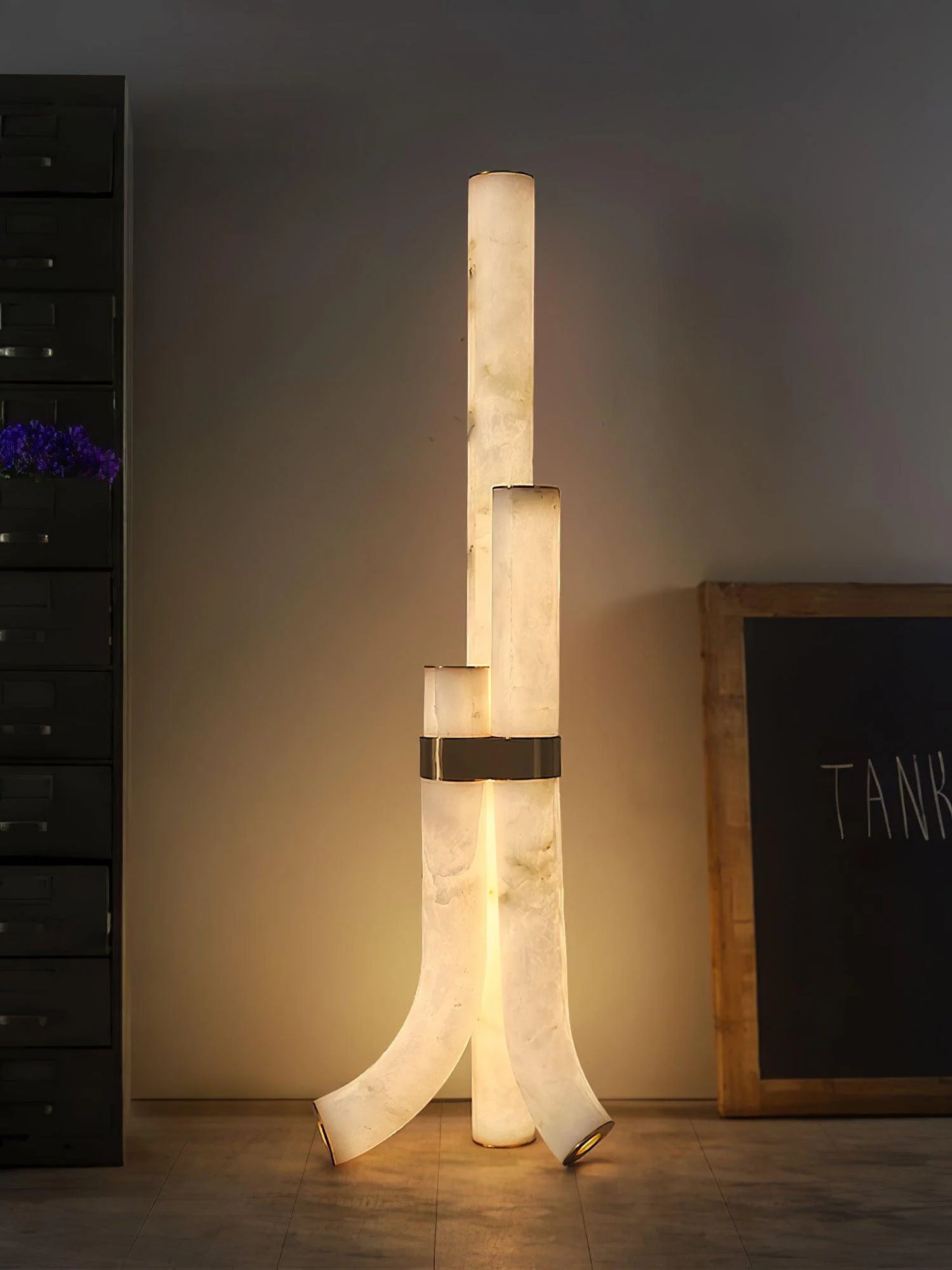 Modern Alabaster Piped Floor Lamp - Nuvé