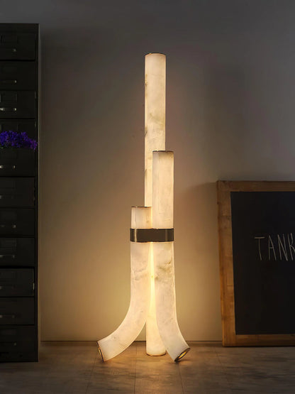 Modern Alabaster Piped Floor Lamp - Nuvé