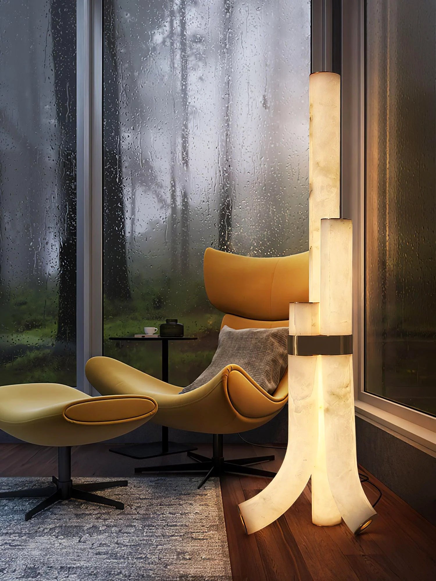 Modern Alabaster Piped Floor Lamp - Nuvé
