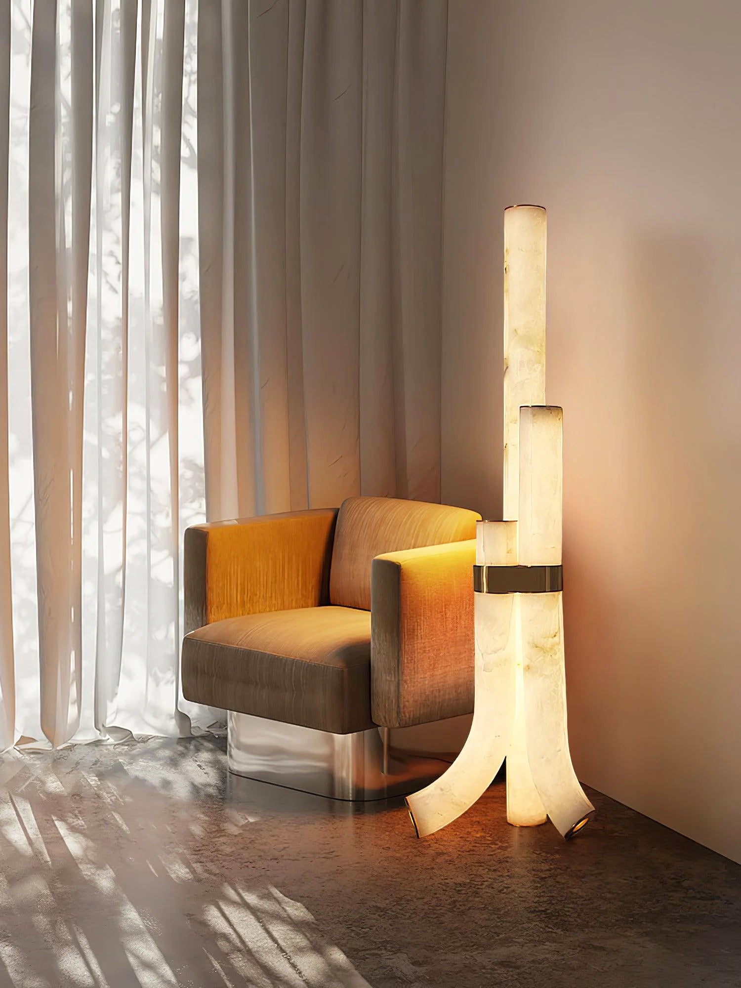 Modern Alabaster Piped Floor Lamp - Nuvé