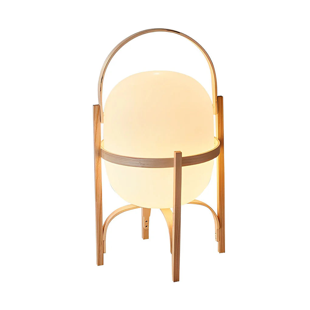 Portable Wood Lantern Glass Table Lamp - Nuvé