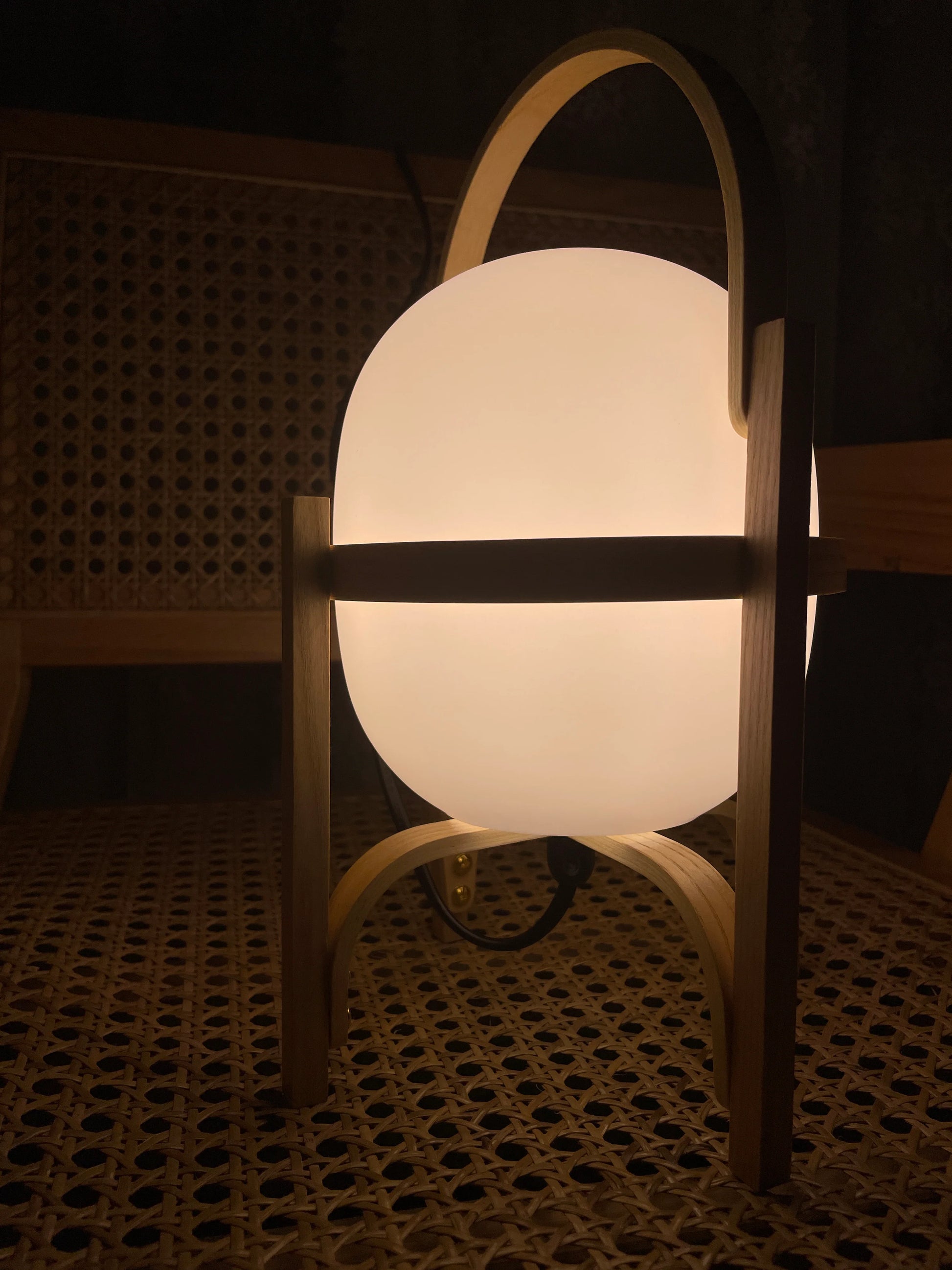 Portable Wood Lantern Glass Table Lamp - Nuvé