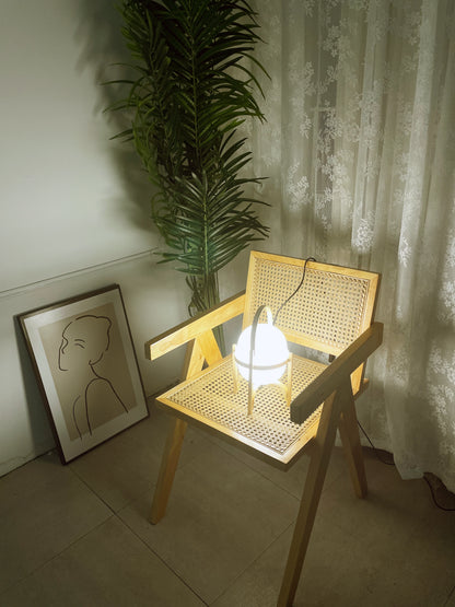 Portable Wood Lantern Glass Table Lamp - Nuvé