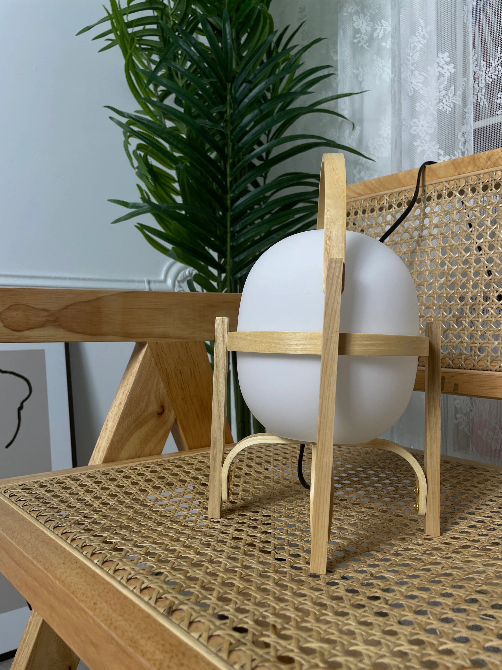 Portable Wood Lantern Glass Table Lamp - Nuvé