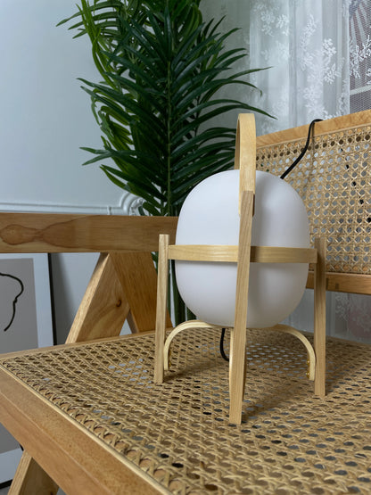 Portable Wood Lantern Glass Table Lamp - Nuvé