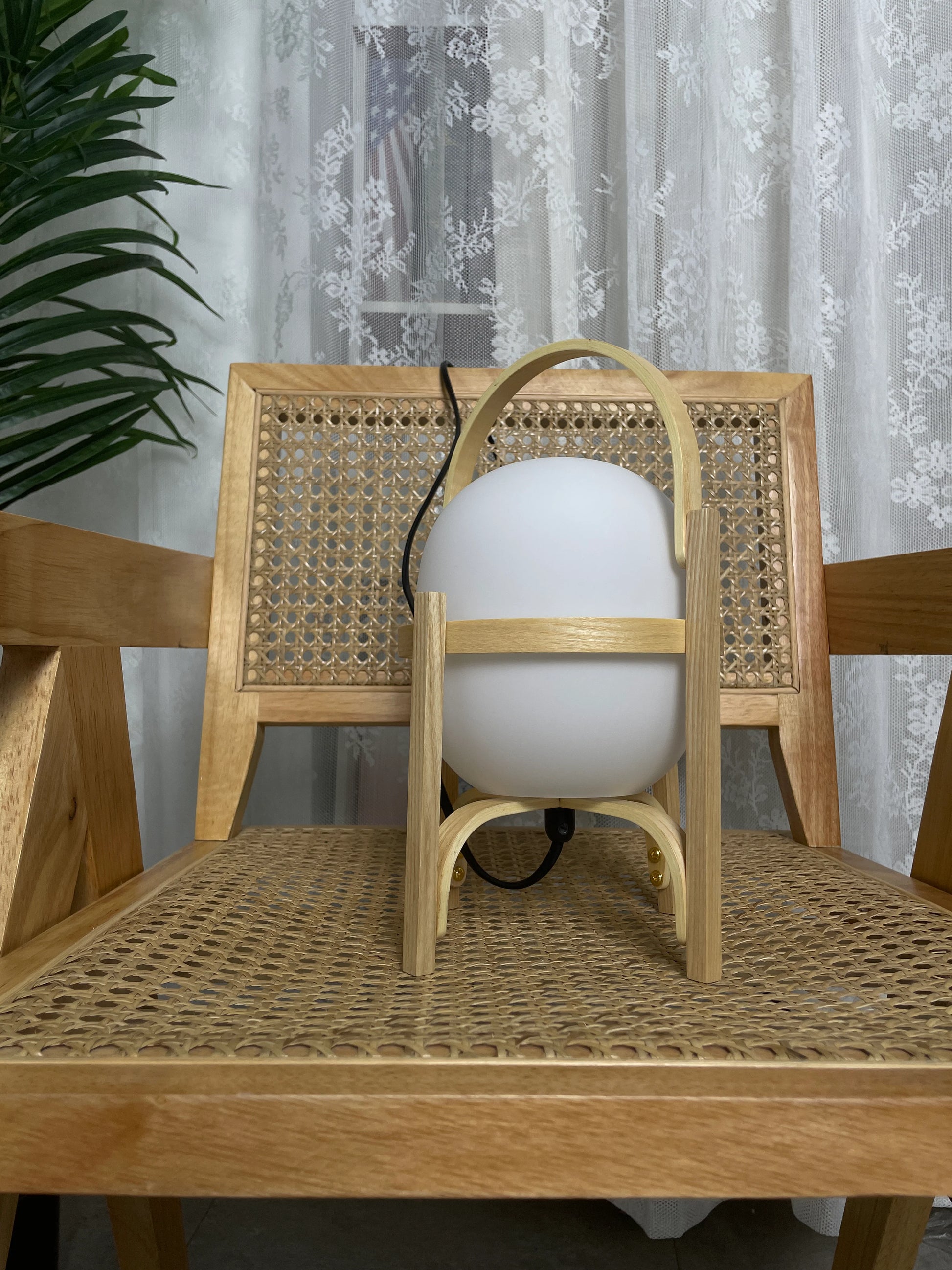 Portable Wood Lantern Glass Table Lamp - Nuvé