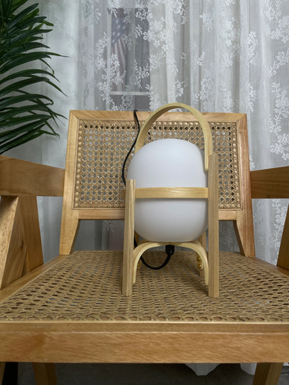 Portable Wood Lantern Glass Table Lamp - Nuvé