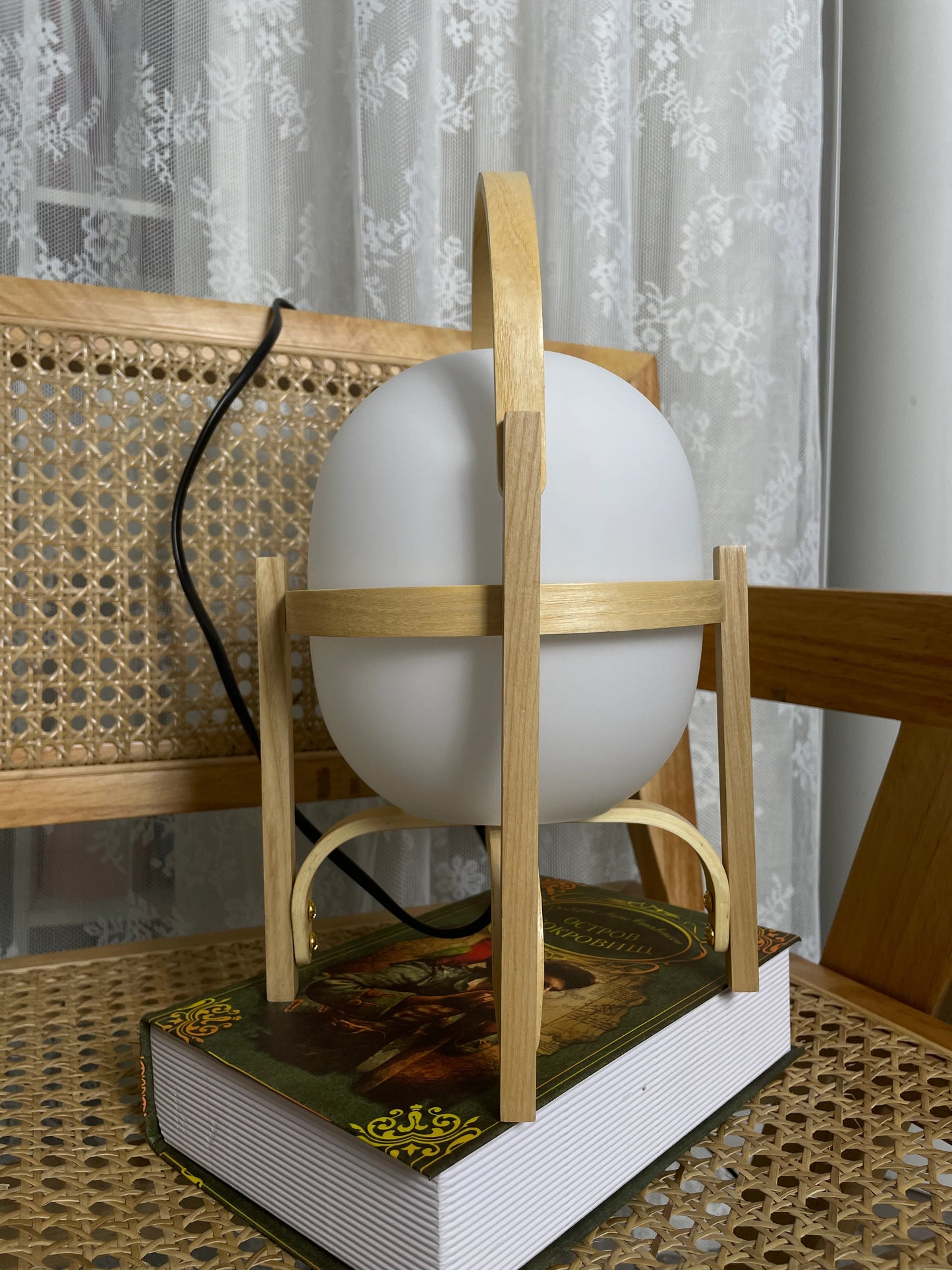 Portable Wood Lantern Glass Table Lamp - Nuvé