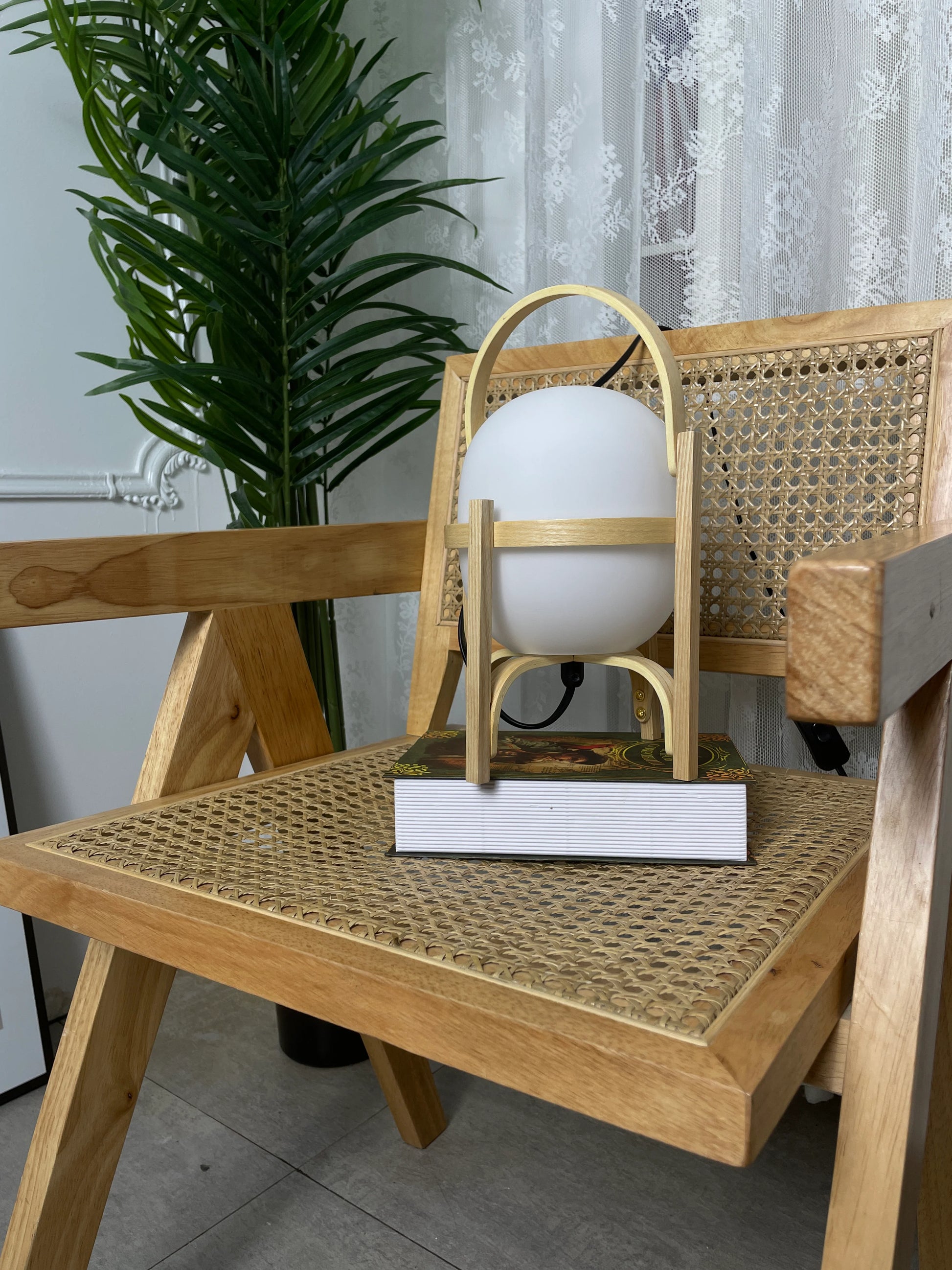 Portable Wood Lantern Glass Table Lamp - Nuvé