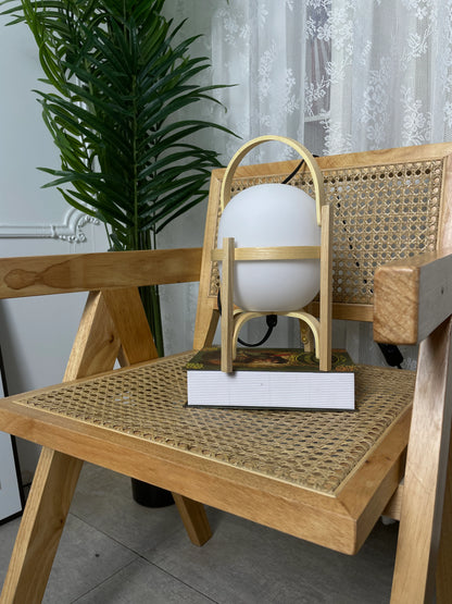 Portable Wood Lantern Glass Table Lamp - Nuvé