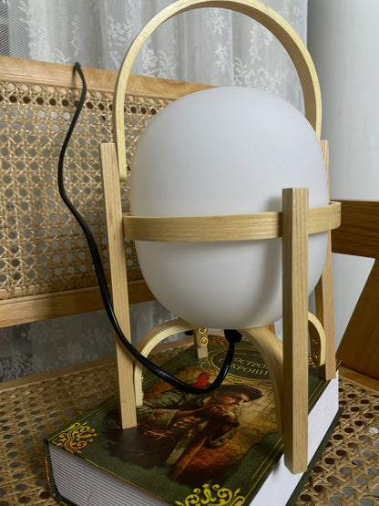 Portable Wood Lantern Glass Table Lamp - Nuvé