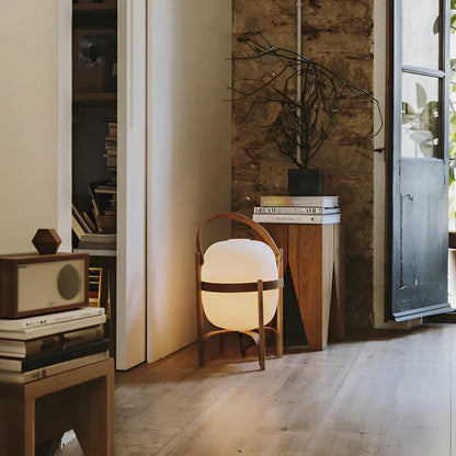 Portable Wood Lantern Glass Table Lamp - Nuvé