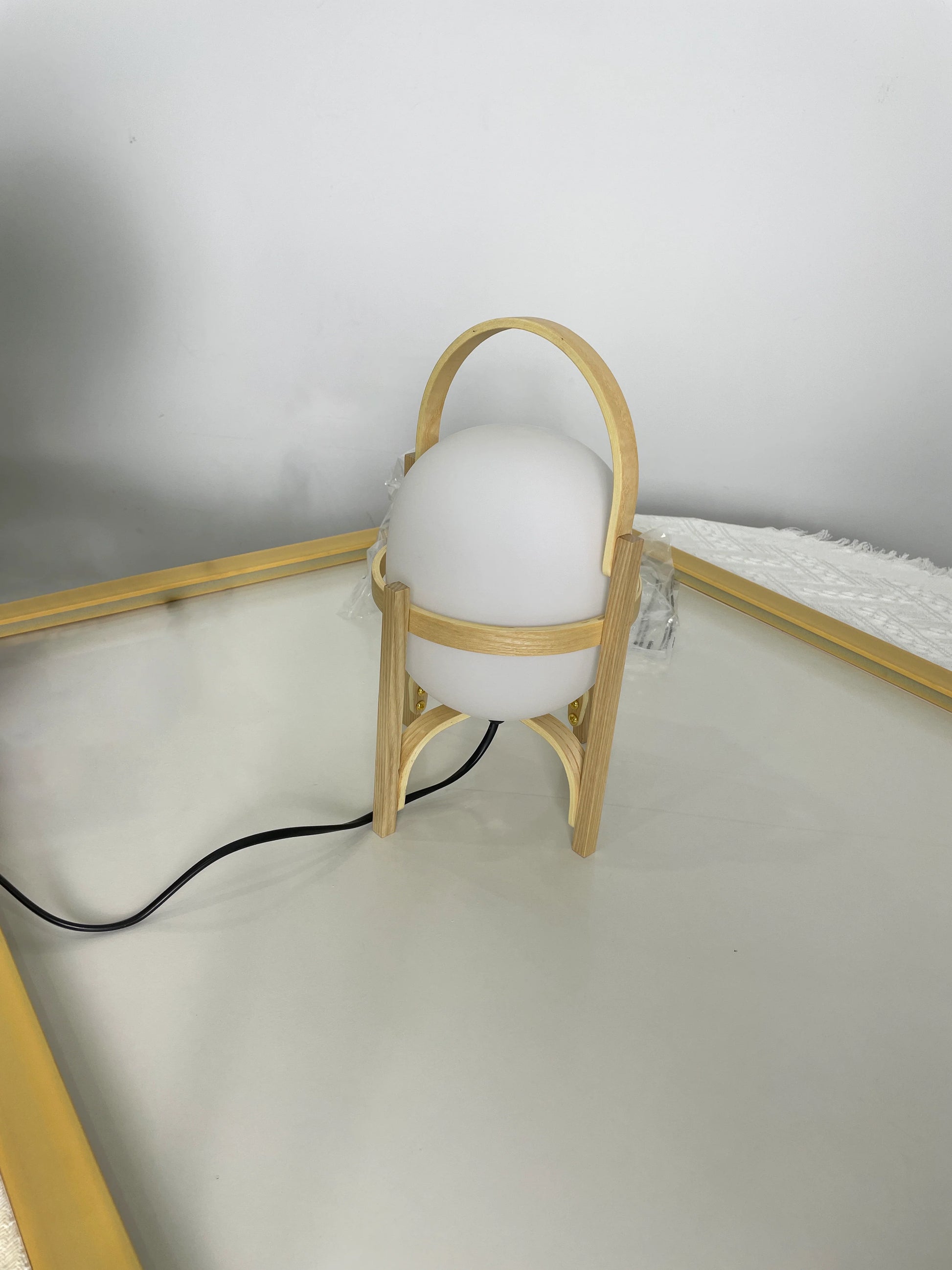 Portable Wood Lantern Glass Table Lamp - Nuvé