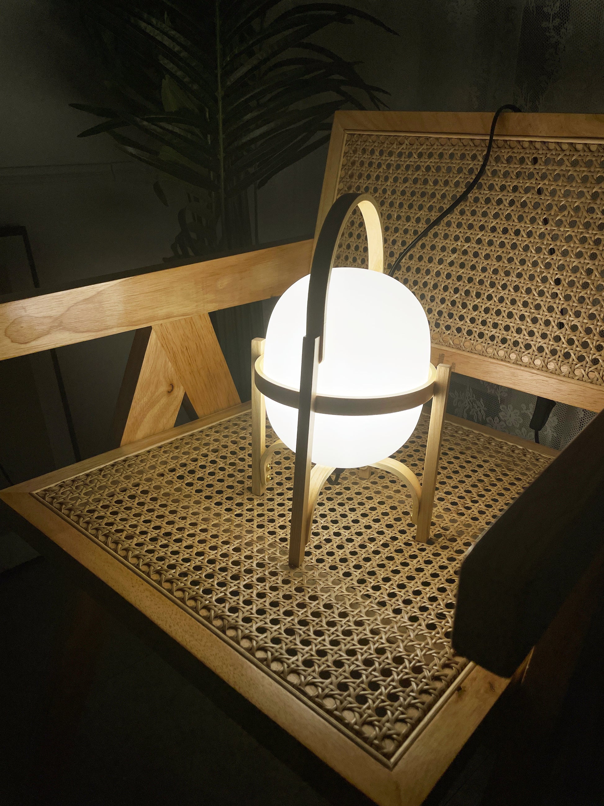 Portable Wood Lantern Glass Table Lamp - Nuvé