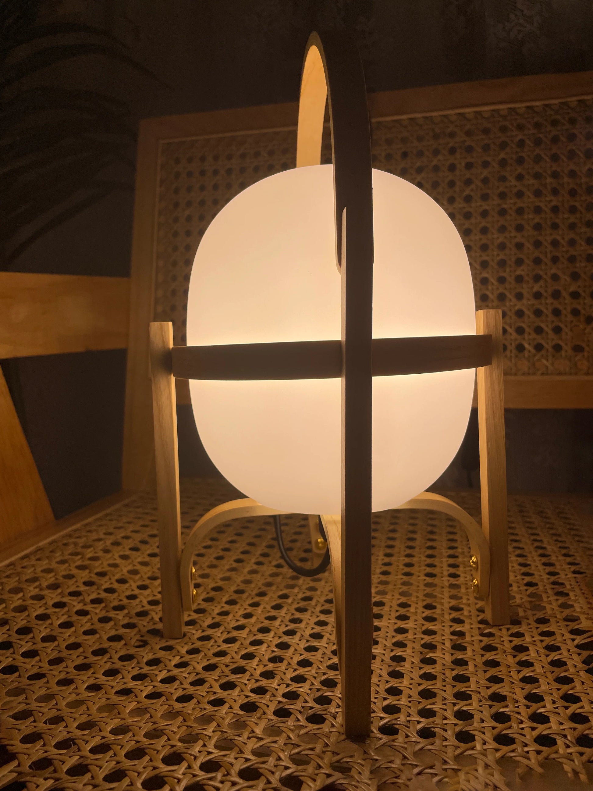 Portable Wood Lantern Glass Table Lamp - Nuvé