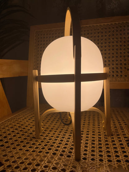 Portable Wood Lantern Glass Table Lamp - Nuvé