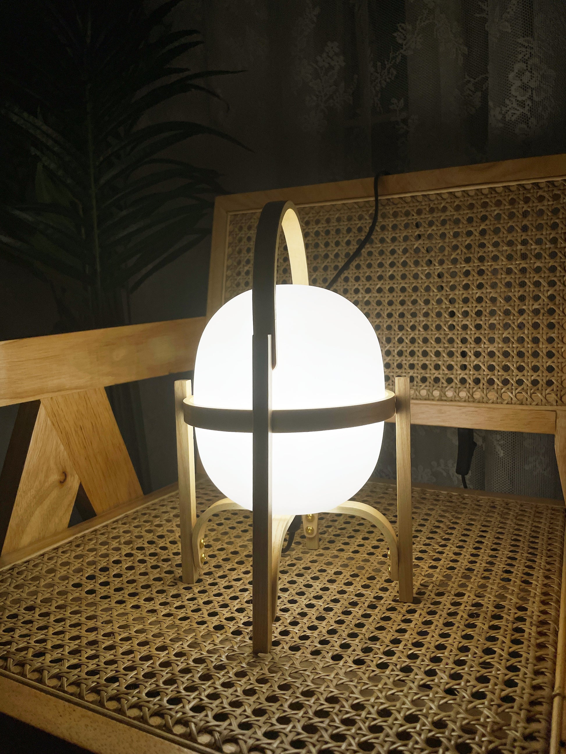 Portable Wood Lantern Glass Table Lamp - Nuvé