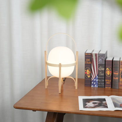 Portable Wood Lantern Glass Table Lamp - Nuvé