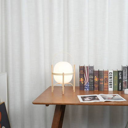 Portable Wood Lantern Glass Table Lamp - Nuvé