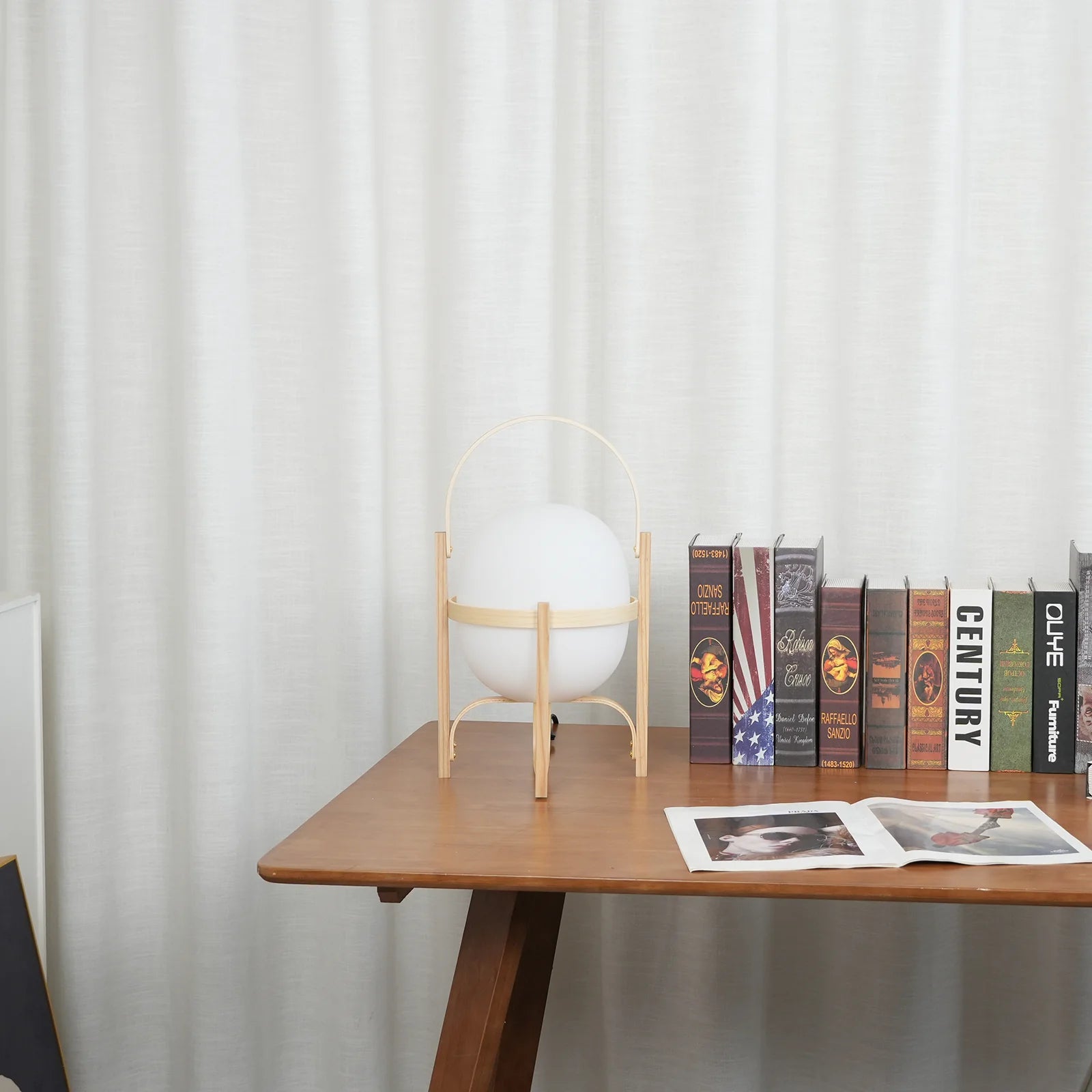 Portable Wood Lantern Glass Table Lamp - Nuvé