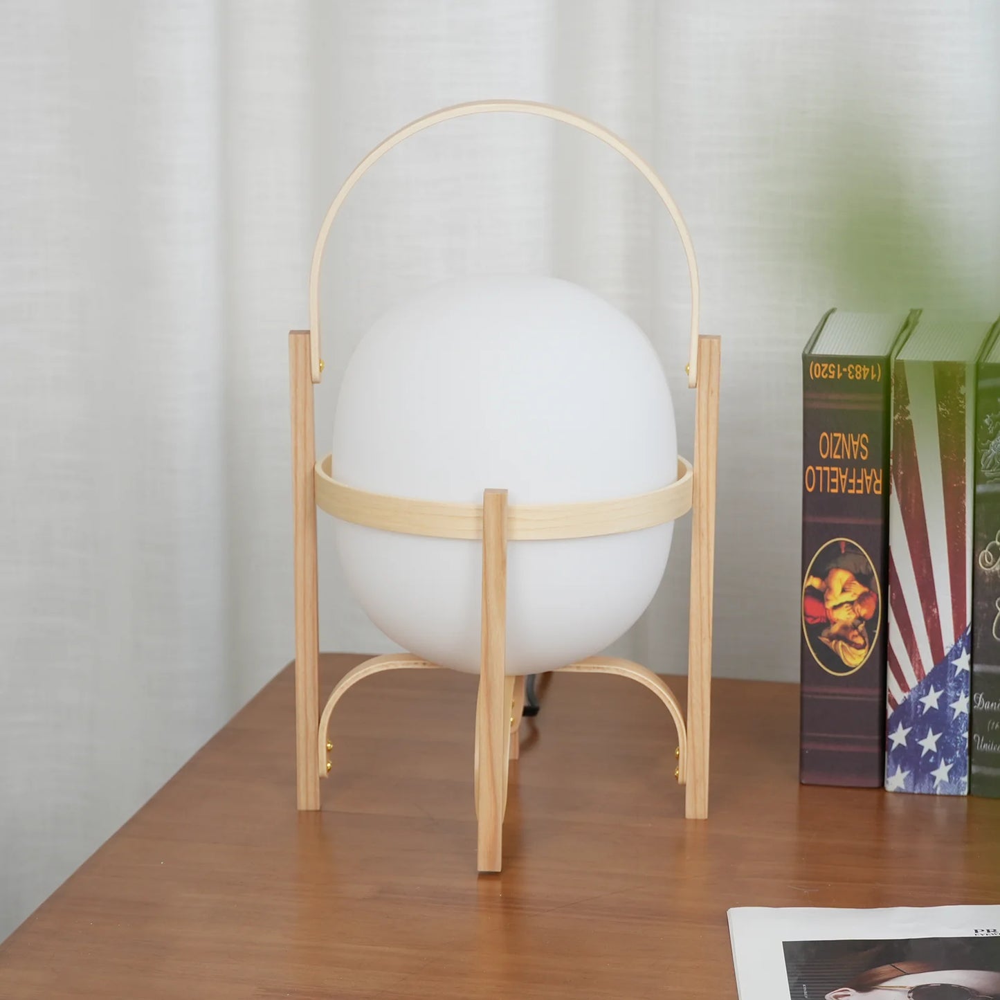 Portable Wood Lantern Glass Table Lamp - Nuvé