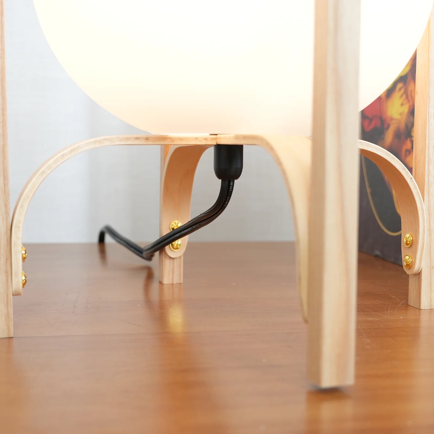 Portable Wood Lantern Glass Table Lamp