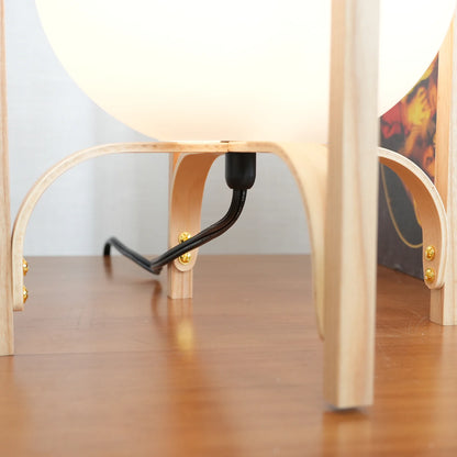 Portable Wood Lantern Glass Table Lamp